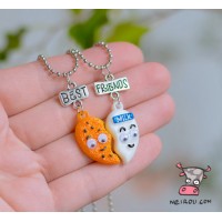 Кулон парный для друзей "Best Friends. Молоко с печеньем". Цена за 1 пару